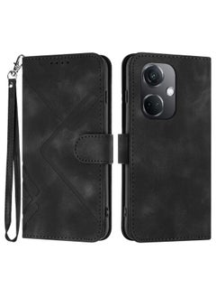 HuHa Case Cover For OPPO K11 Line Pattern Skin Feel Leather Phone Case Black 