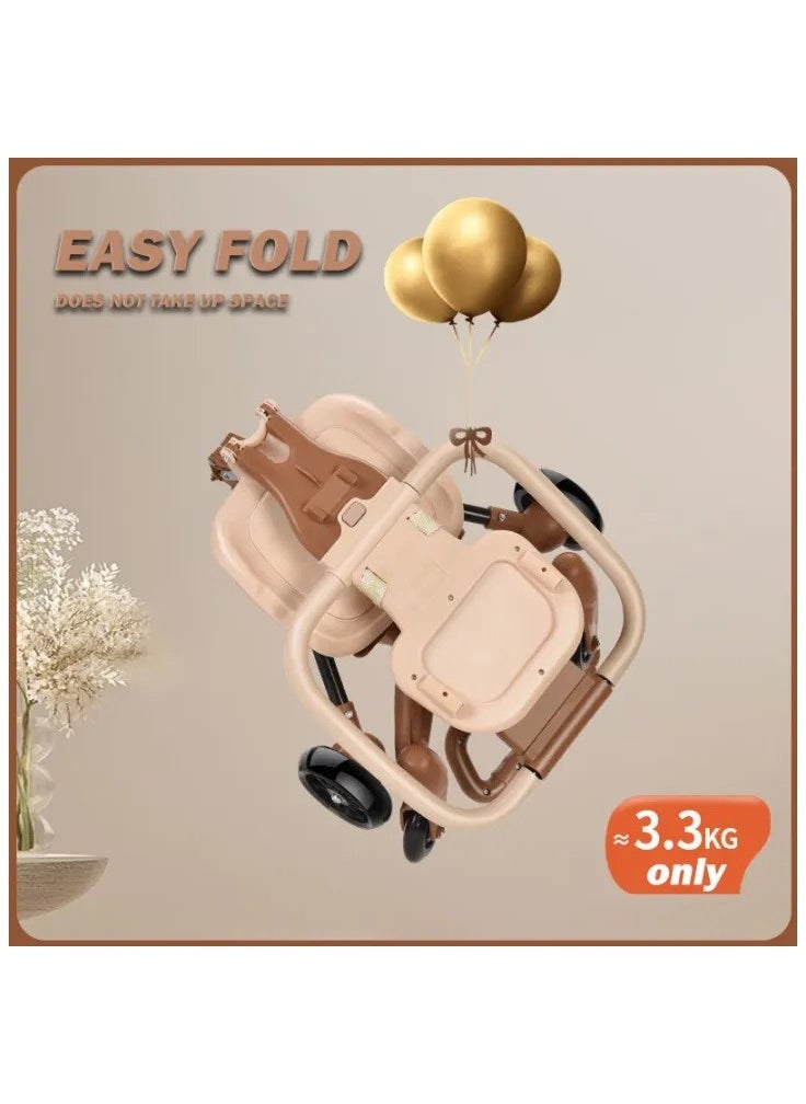 Generic - Honeylivo 4-Wheel Folding Stroller, Lightweight, Easy to Fold, High Quality Design for 1-5 Years Old, Airplane, Brown - Image 1
