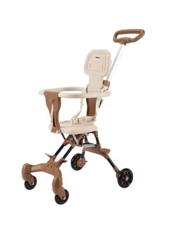 Honeylivo 4-Wheel Folding Stroller, Lightweight, Easy to Fold, High Quality Design for 1-5 Years Old, Airplane, Brown