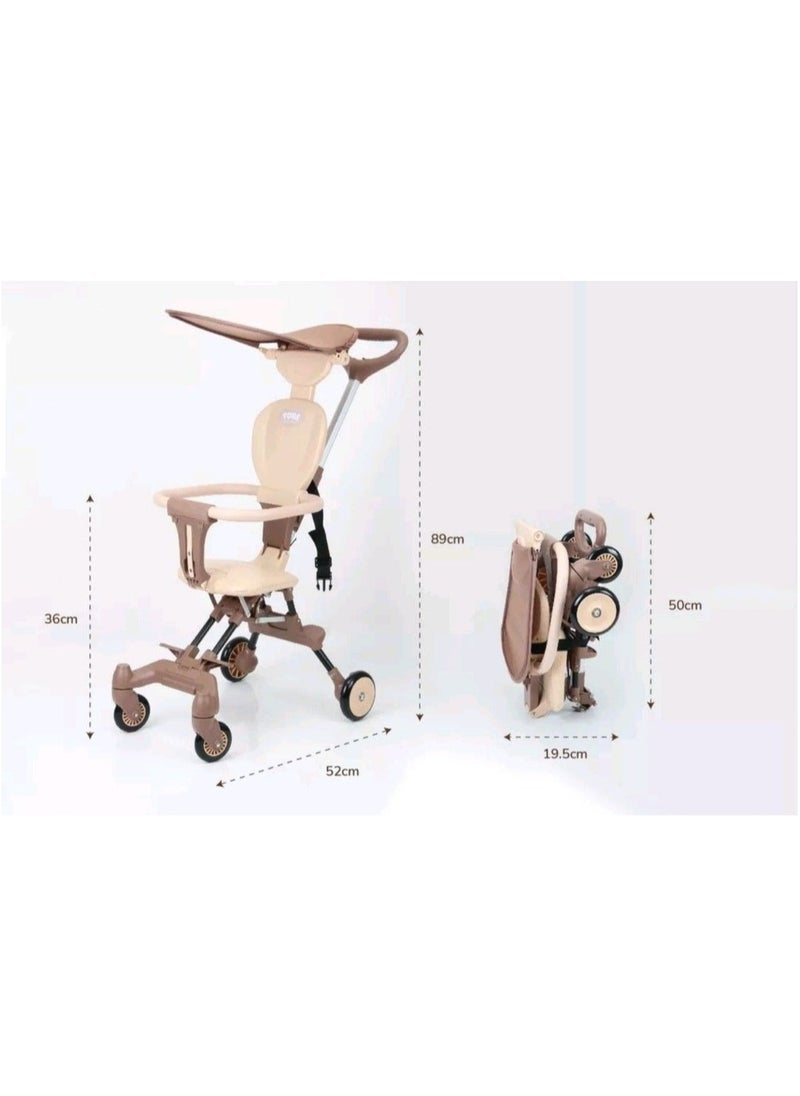 Generic - Honeylivo 4-Wheel Folding Stroller, Lightweight, Easy to Fold, High Quality Design for 1-5 Years Old, Airplane, Brown - Image 1