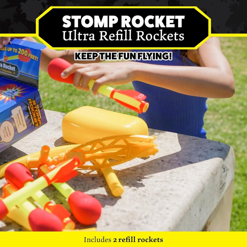 Stomp Rocket The Original Ultra Rocket Refill Pack - 2 Foam-Tipped Rockets, Red/Yellow - Image 2