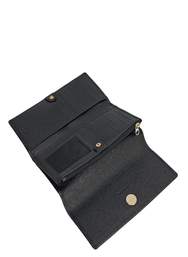 Da Milano Premium Leather Wallet for Women | Multi Compartment Travel Wallet - Black (10127C) - Image 3