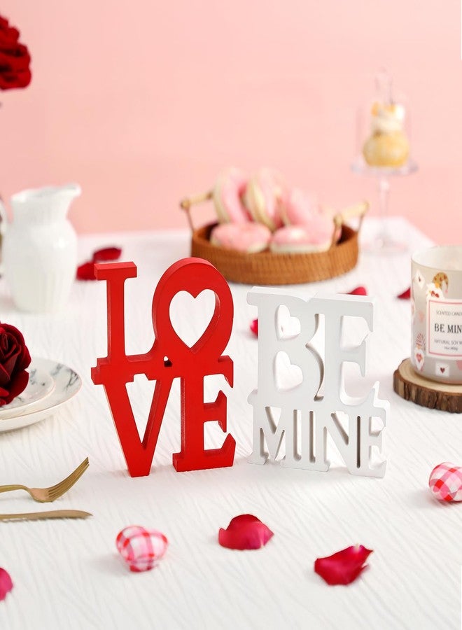 KORMMCO Valentine's Day Love & Be Mine Wooden Signs,Romantic 2PSC Letter Sign Decorations for Tabletop, Mantle, Tiered Trays,Decor for Valentine's, Weddings, Anniversaries - Image 4