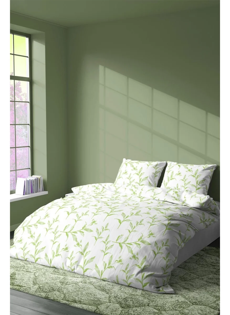 Zeynep Tekstil Zeynep Textile Cotton Single Duvet Cover Set | Duvet Cover and Pillowcase | Without Sheet Grass