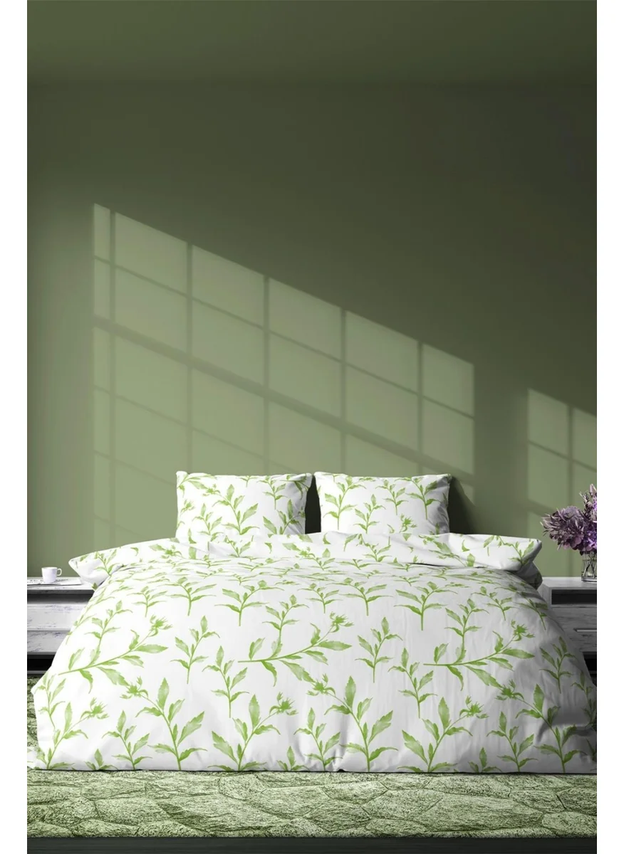 Zeynep Tekstil Zeynep Textile Cotton Single Duvet Cover Set | Duvet Cover and Pillowcase | Without Sheet Grass