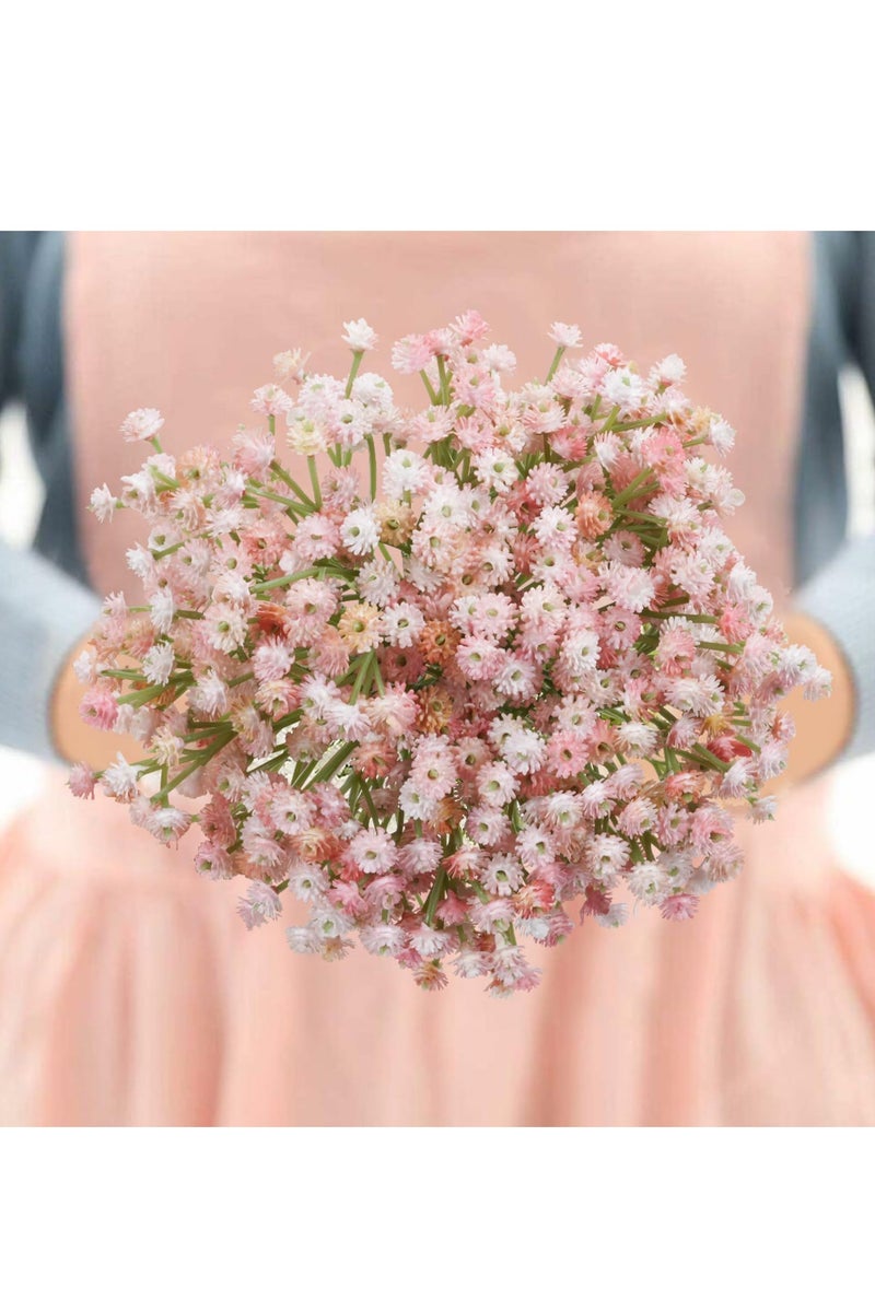 ح واحة 12 قطعة من الزهور الاصطناعية، زهور الجيبسوفيلا الاصطناعية اللونية ذات اللمس الحقيقي للزينة المنزلية، حزم الزفاف المصنوعة يدويًا، وتنظيم الحفلات والزهور (لون وردي، زهور نوبة الأطفال) - Image 3