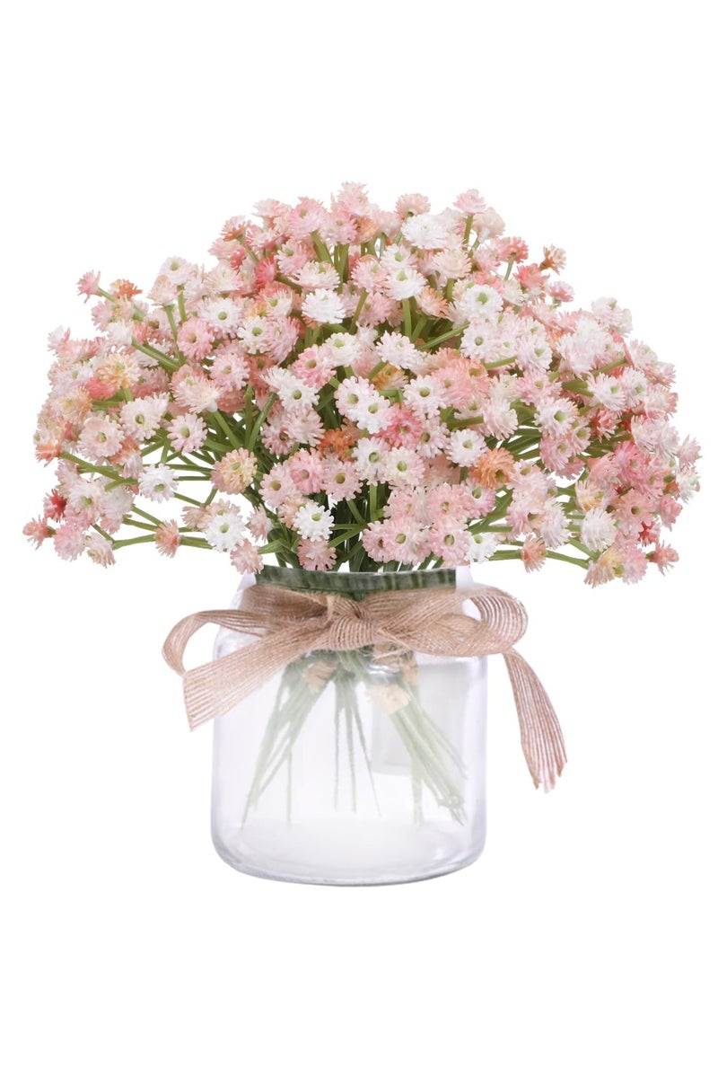 ح واحة 12 قطعة من الزهور الاصطناعية، زهور الجيبسوفيلا الاصطناعية اللونية ذات اللمس الحقيقي للزينة المنزلية، حزم الزفاف المصنوعة يدويًا، وتنظيم الحفلات والزهور (لون وردي، زهور نوبة الأطفال) - Image 4