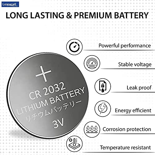 LOOPACELL CR2032 3V Lithium Coin Battery (20 Pack) – High Capacity Button Round Batteries for Watch, Remote – 2032 Flat Circle Cell Button Battery - Image 5