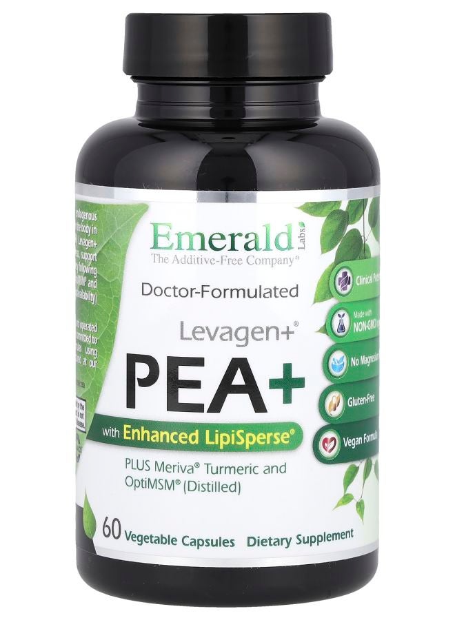 Emerald Laboratories Levagen+® Pea+ with Enhanced LipiSperse® 60 Vegetable Capsules