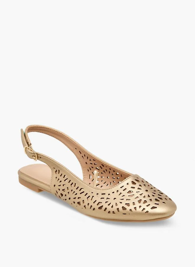 Flora Bella By Shoexpress GOLD Flora Bella Women Cutout Design Slingback Flats Mules for Women | Best Price UAE