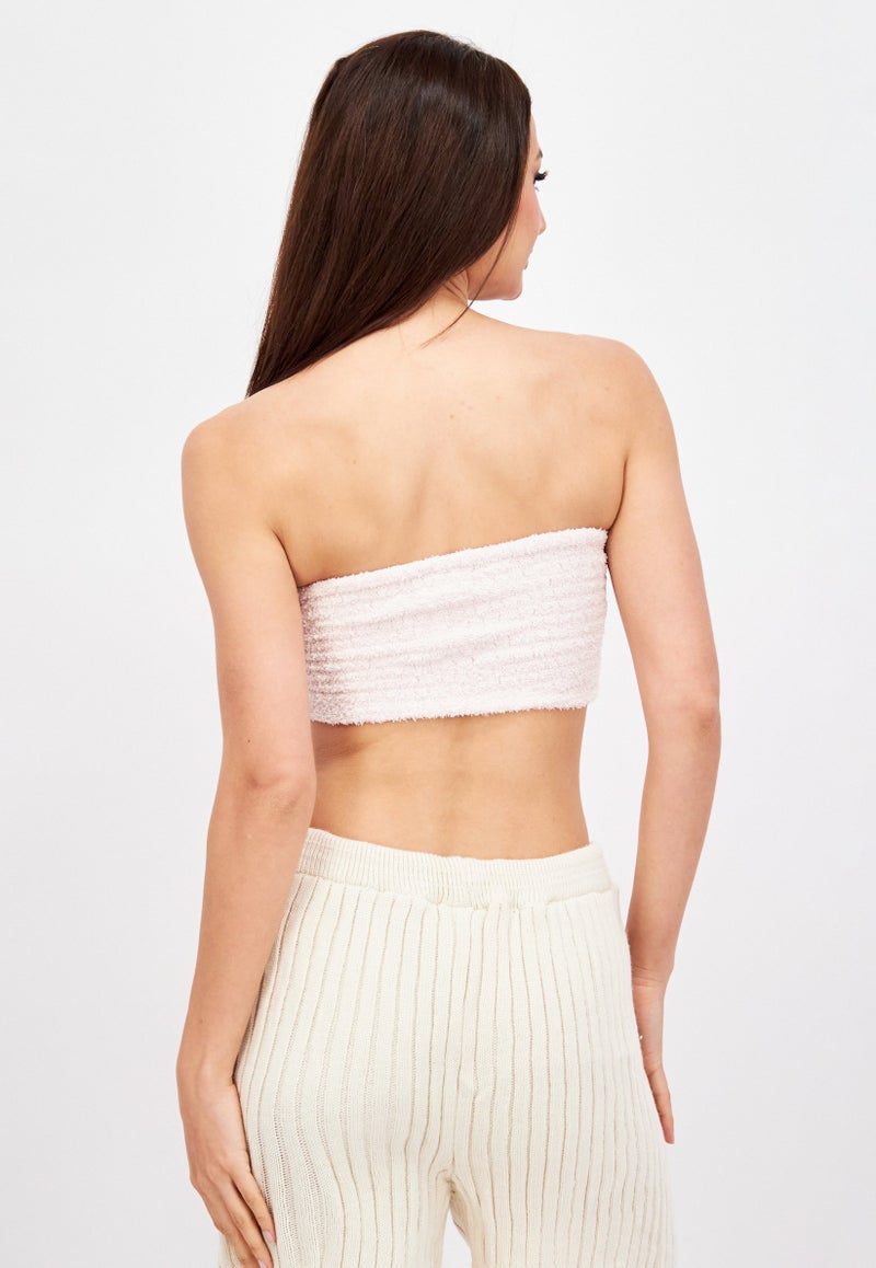 Loungeable Women Straight Across Strapless Textured Tube Top, Light Pink - Image 4