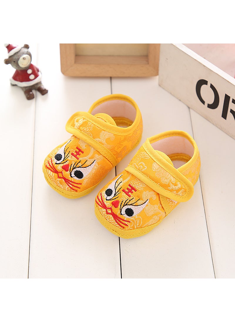 Generic Infant Tiger Design Soft Sole Walking Shoes Yellow 