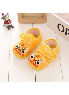 Generic Infant Tiger Design Soft Sole Walking Shoes Yellow 