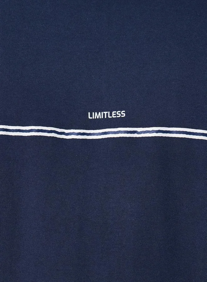 Styli Slogan Print Oversized T-Shirt with Tape Detail