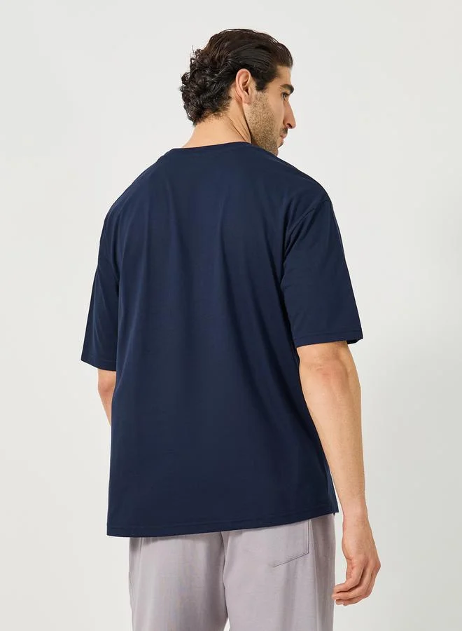 Styli Slogan Print Oversized T-Shirt with Tape Detail