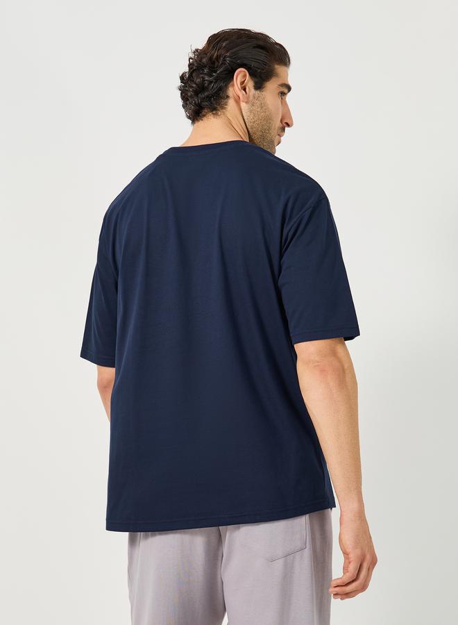 Styli Slogan Print Oversized T-Shirt with Tape Detail  - Image 4