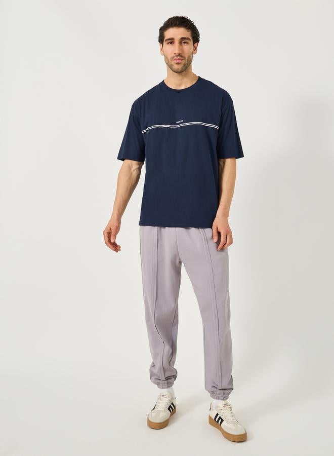 Styli Slogan Print Oversized T-Shirt with Tape Detail  - Image 2