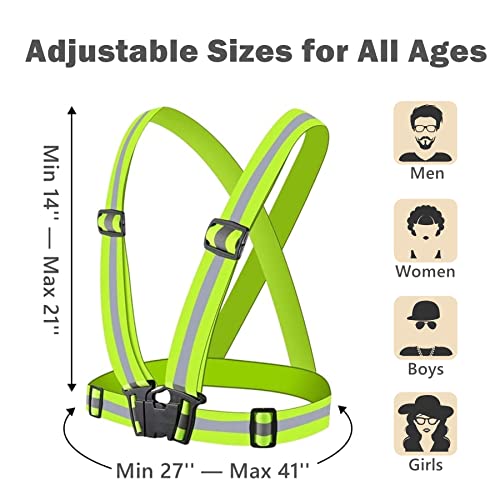 RUISHYY Reflective Vest 2 Pack, High Visibility Reflective Running Gear Safety Vest Straps for Men Women Kids for Night Running Walking Cycling (Green) - Image 2
