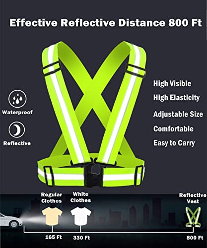 RUISHYY Reflective Vest 2 Pack, High Visibility Reflective Running Gear Safety Vest Straps for Men Women Kids for Night Running Walking Cycling (Green) - Image 3
