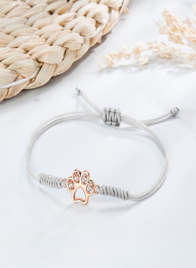 JENDEAR SHINE Dog Paw Bracelet for Women, Hand Braided Rope and Cute Paw Prints Charm Bracelet, Bracelet Gifts for Dog Lovers - Image 5