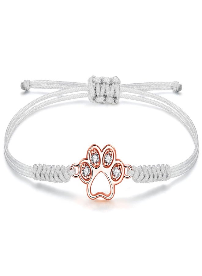 JENDEAR SHINE Dog Paw Bracelet for Women, Hand Braided Rope and Cute Paw Prints Charm Bracelet, Bracelet Gifts for Dog Lovers - Image 1