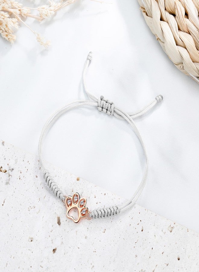 JENDEAR SHINE Dog Paw Bracelet for Women, Hand Braided Rope and Cute Paw Prints Charm Bracelet, Bracelet Gifts for Dog Lovers - Image 2