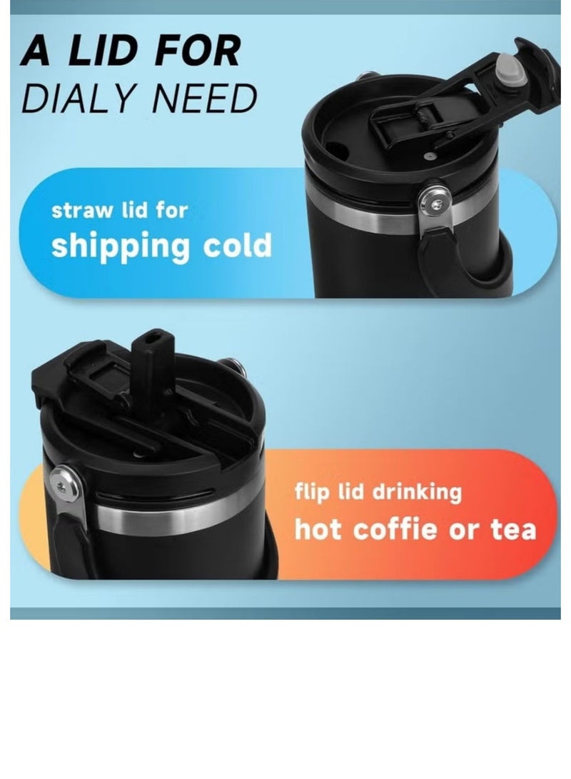 Tyeso 30oz Tumbler with Handle and Straw Lid, Insulated Stainless Steel Double Walled Vacuum Water Bottle for Office, Home, Sport or Car, Travel Mug (Black) - Image 4