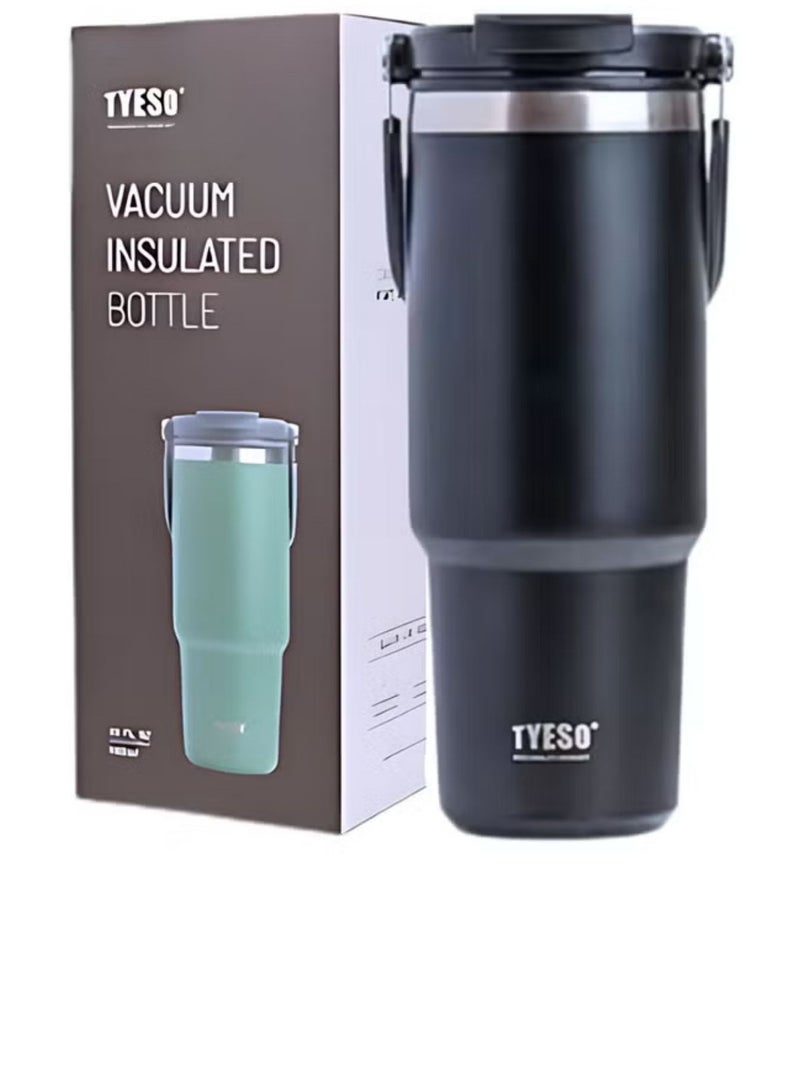 Tyeso 30oz Tumbler with Handle and Straw Lid, Insulated Stainless Steel Double Walled Vacuum Water Bottle for Office, Home, Sport or Car, Travel Mug (Black) - Image 1