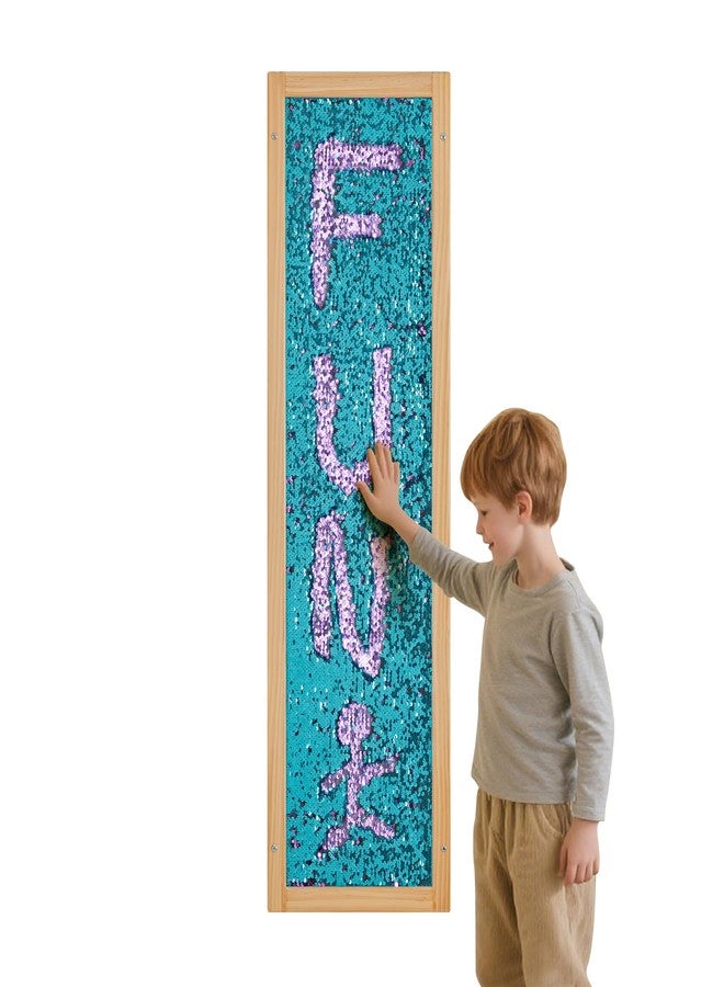 Tenmind Sequin Sensory Wall Frame-39"x12" Flip Sequin Fabric Sensory Panel for Kids - Reversible Wall-Mounted Sequin Board with Multiple Color Options for Sensory Room, Therapy & Home (Sky Blue + Purple) - Image 1