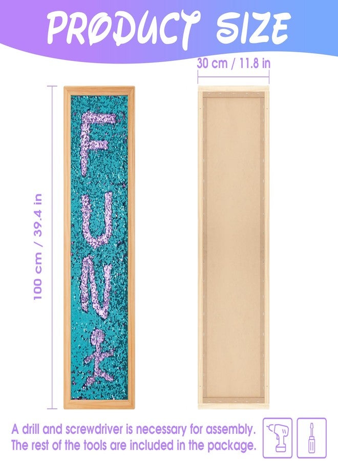Tenmind Sequin Sensory Wall Frame-39"x12" Flip Sequin Fabric Sensory Panel for Kids - Reversible Wall-Mounted Sequin Board with Multiple Color Options for Sensory Room, Therapy & Home (Sky Blue + Purple) - Image 2