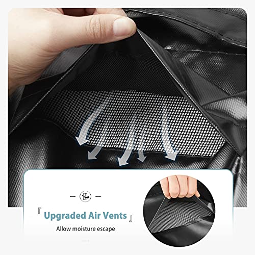 Shinestar غطاء مدفأة نار دائري SHINESTAR لمدفأة نار بحجم 22-32 بوصة - مقاوم للماء والرياح، مع أحزمة وفتحات مدمجة، 32 بوصة قطر x 13.5 بوصة ارتفاع، أسود - Image 4