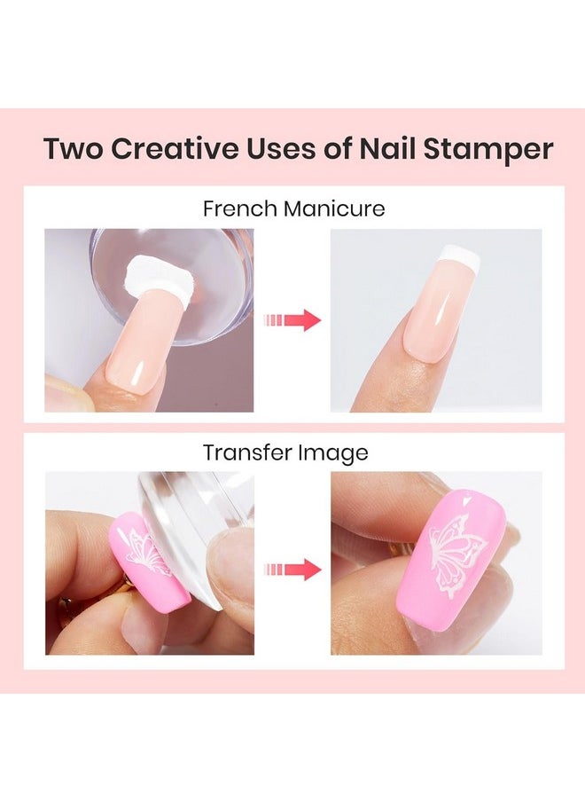 beetles Gel Polish - Beetles Nail Stamp Gel 16Pcs French Tip Nail Stamp Kit with 8 Colors Stamper Gel Polish, 5 Nail Stamping Templates, Scrapers, Liquid Latex & Short Silicone Stamper Valentine's Day Gift for Women - Image 1