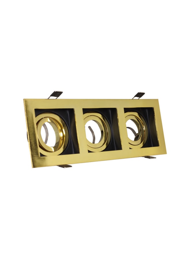Jana Light Recessed Square Triple Metal Spotlight Body Shiny Gold Black - Image 1
