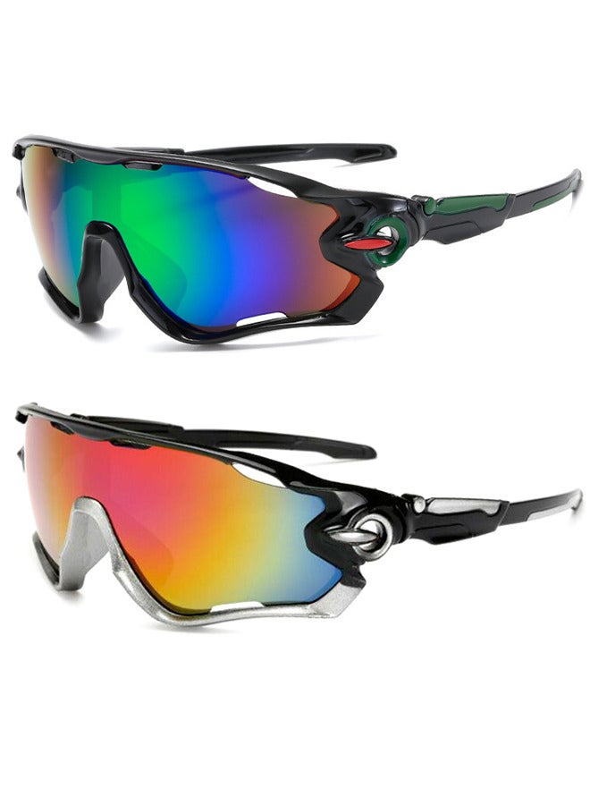 2 Pieces Polarized Sports Sunglasses, UV Protection Sunglasses For Men And Women, Cycling Glasses For Running Driving Golf Fishing Outdoor Activities, Sports And Outdoors Sun Glasses