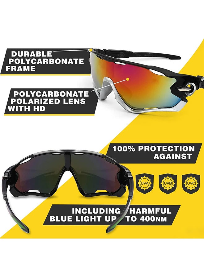 Depend 2 Pieces Polarized Sports Sunglasses, UV Protection Sunglasses For Men And Women, Cycling Glasses For Running Driving Golf Fishing Outdoor Activities, Sports And Outdoors Sun Glasses  - Image 3