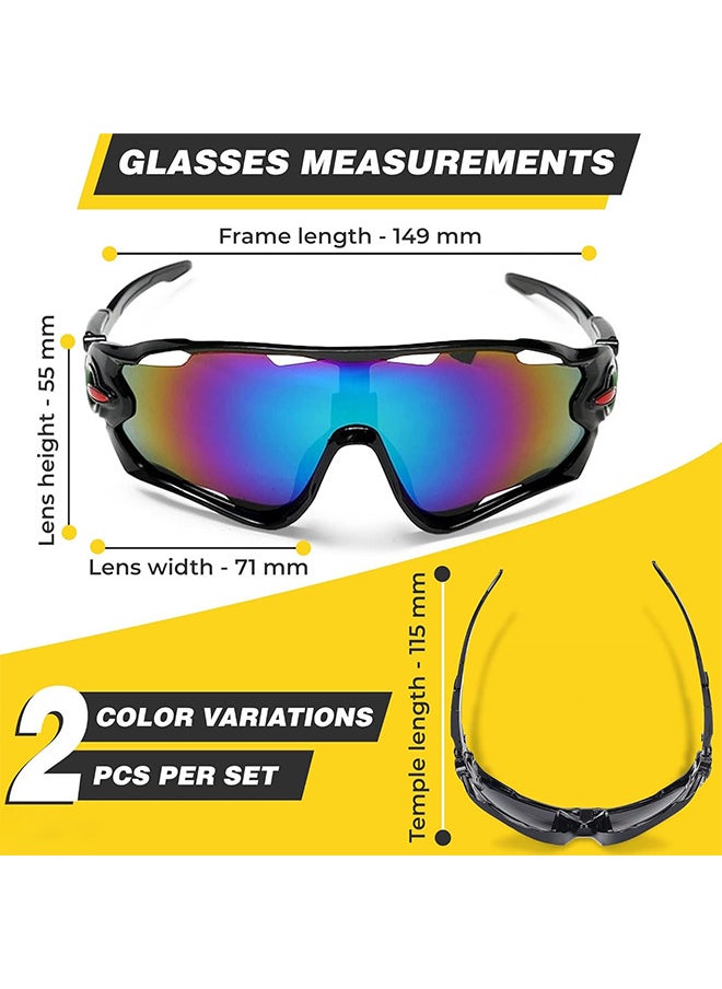 Depend 2 Pieces Polarized Sports Sunglasses, UV Protection Sunglasses For Men And Women, Cycling Glasses For Running Driving Golf Fishing Outdoor Activities, Sports And Outdoors Sun Glasses  - Image 2