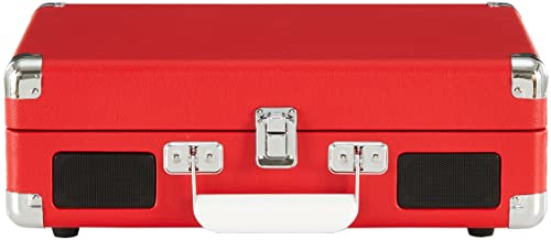 Crosley CR8005DP-RE1 Cruiser Plus Vintage 3-Speed Bluetooth in/Out Suitcase Vinyl Record Player Turntable, Red - Image 4