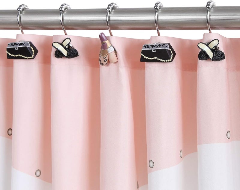 BESTRIPES Shower Curtain Hooks Rings, Set of 12 Stainless Steel Decorative Shower Curtain Hooks for Bathroom Shower Rods Curtains (High-Heels, Handbag, Lipstick) - Image 3