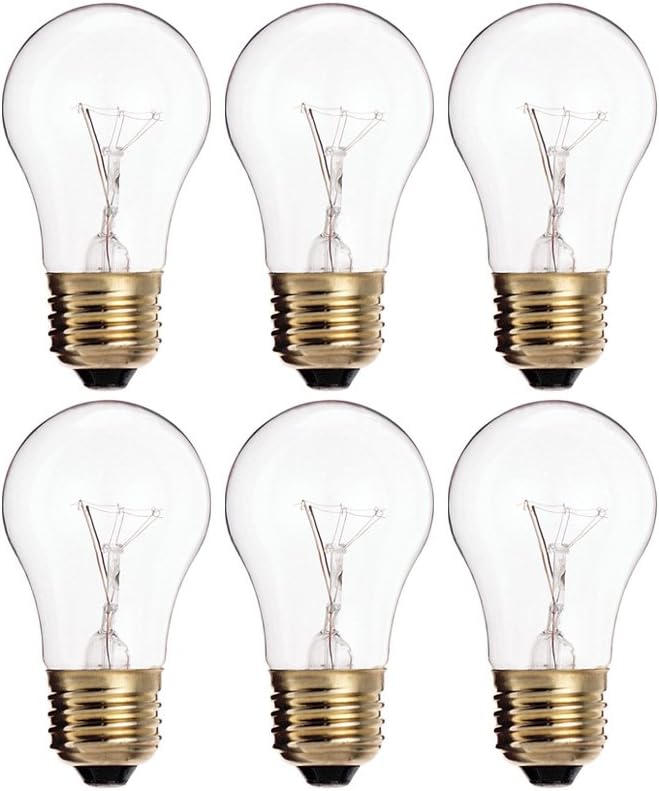 KOR Pack of 6 15A15CL  15Watt A15 Incandescent Appliance Bulb  Clear Finish  Medium E26  Standard US Size Household Base 15W - Image 1