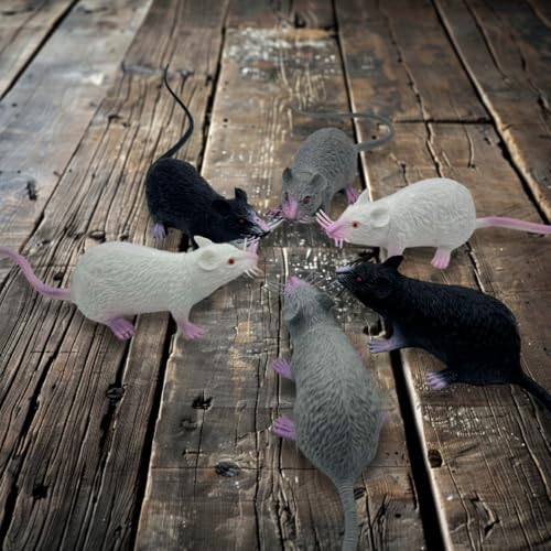 Halloluck 6 Piece Halloween Fake Rat Simulation PVC Mouse Novelty Prop Halloween Decorations - Image 5