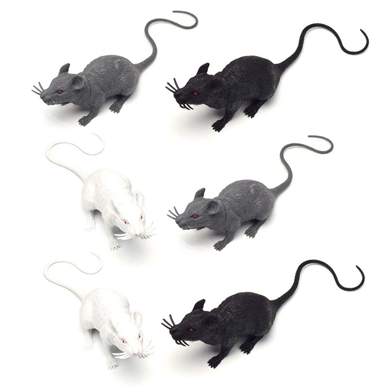 Halloluck 6 Piece Halloween Fake Rat Simulation PVC Mouse Novelty Prop Halloween Decorations - Image 3