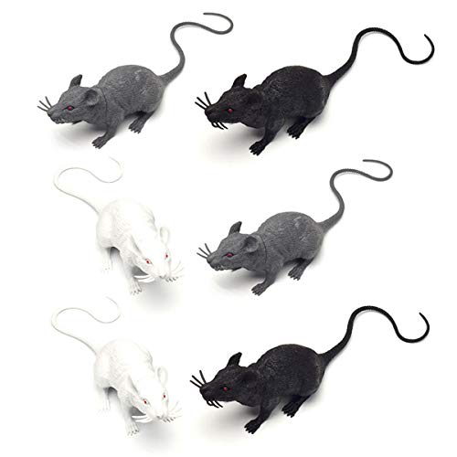 Halloluck 6 Piece Halloween Fake Rat Simulation PVC Mouse Novelty Prop Halloween Decorations - Image 1