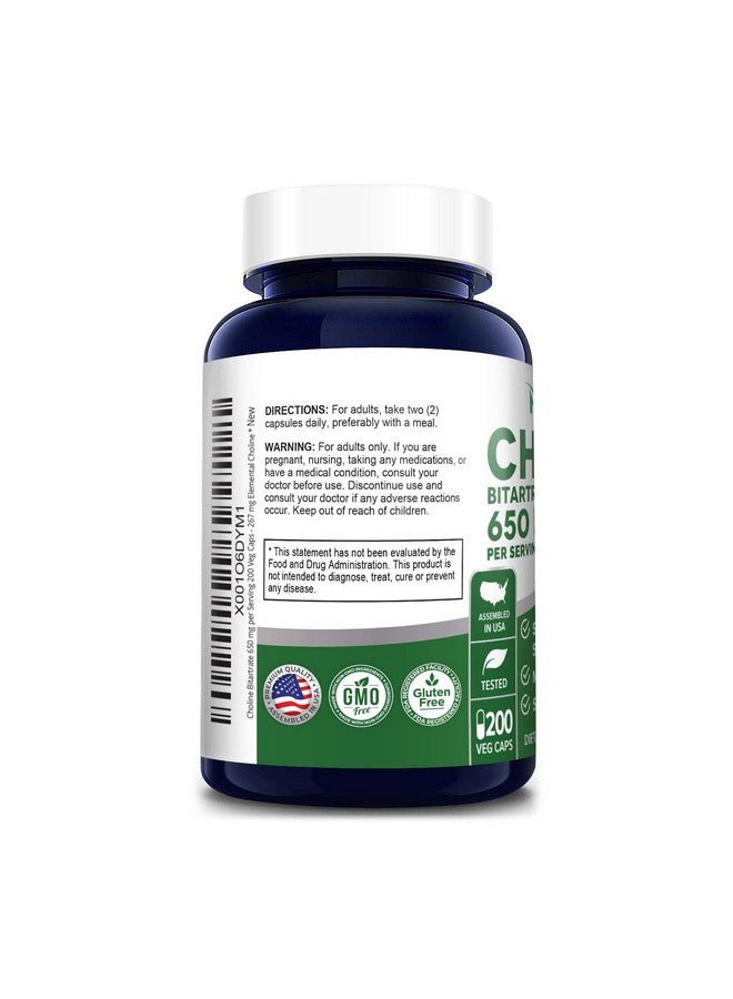 NusaPure Choline Bitartrate 650 Mg.200 Veggie Capsules (Vegetarian Nongmo & Glutenfree) - Image 2