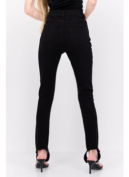 In the style Women Skinny Fit Stretchable Solid Jeans With Stirrups, Black  - Image 3