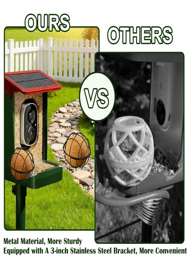 Fantang Metal Suet Ball Holder, Black Bird Suet Ball Cage Durable Bird Feeder Accessories with 5mm Screw Hole and 2PCS Perch Extender Compatible with Outdoor Smart Feeders (2 PCS-Dia 3.15", Dia 2.75") - Image 4