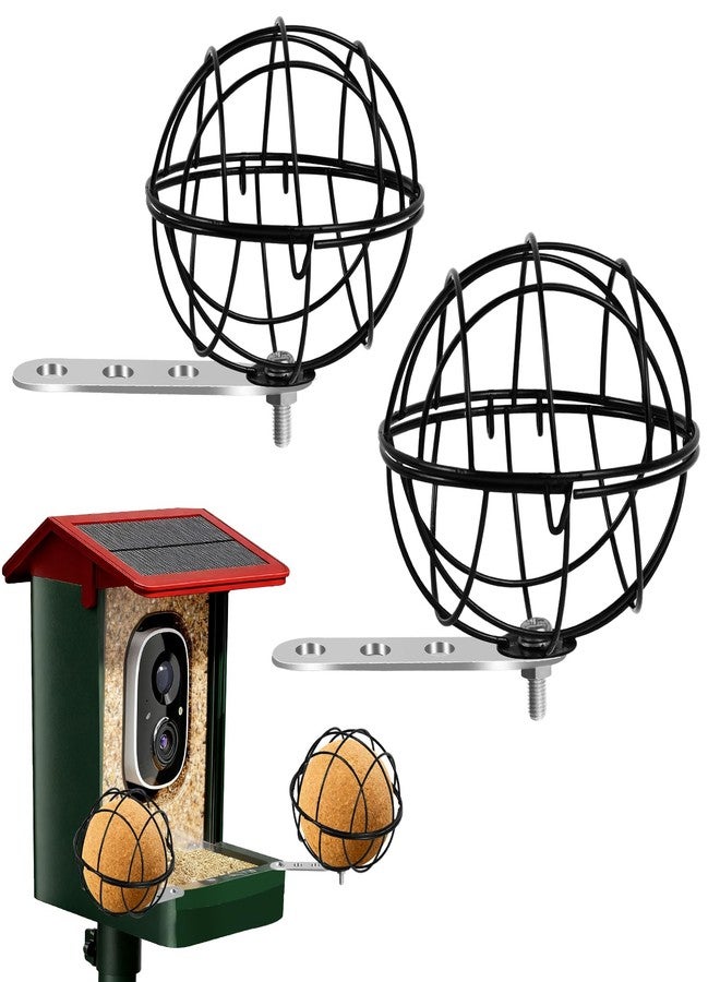 Fantang Metal Suet Ball Holder, Black Bird Suet Ball Cage Durable Bird Feeder Accessories with 5mm Screw Hole and 2PCS Perch Extender Compatible with Outdoor Smart Feeders (2 PCS-Dia 3.15", Dia 2.75") - Image 1