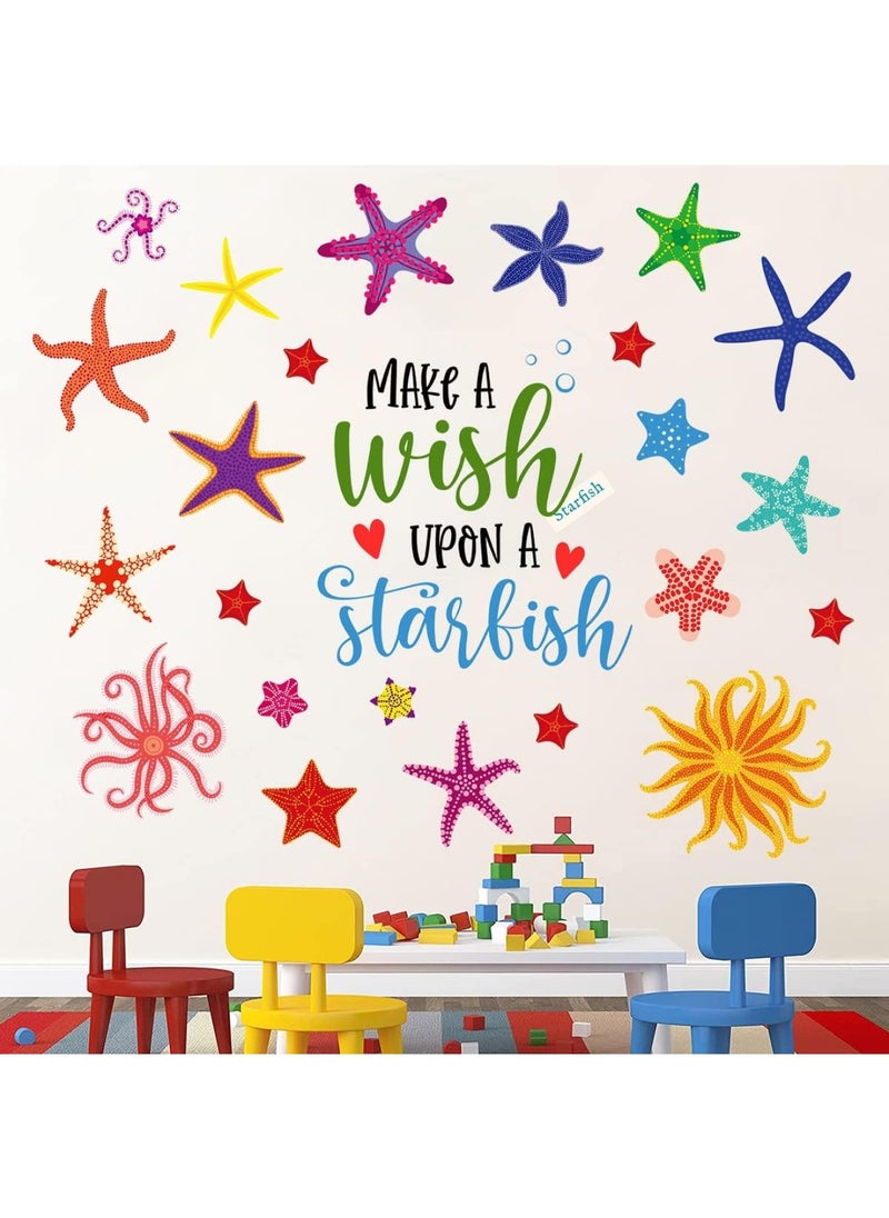 BPA - Colorful Starfish Wall Decals Stickers DIY Set Underwater Animal Sea Stars Quotes Wall Decor Stickers Peel and Stick Kids Room Playroom Bathroom Window Furniture Decoration - Image 1