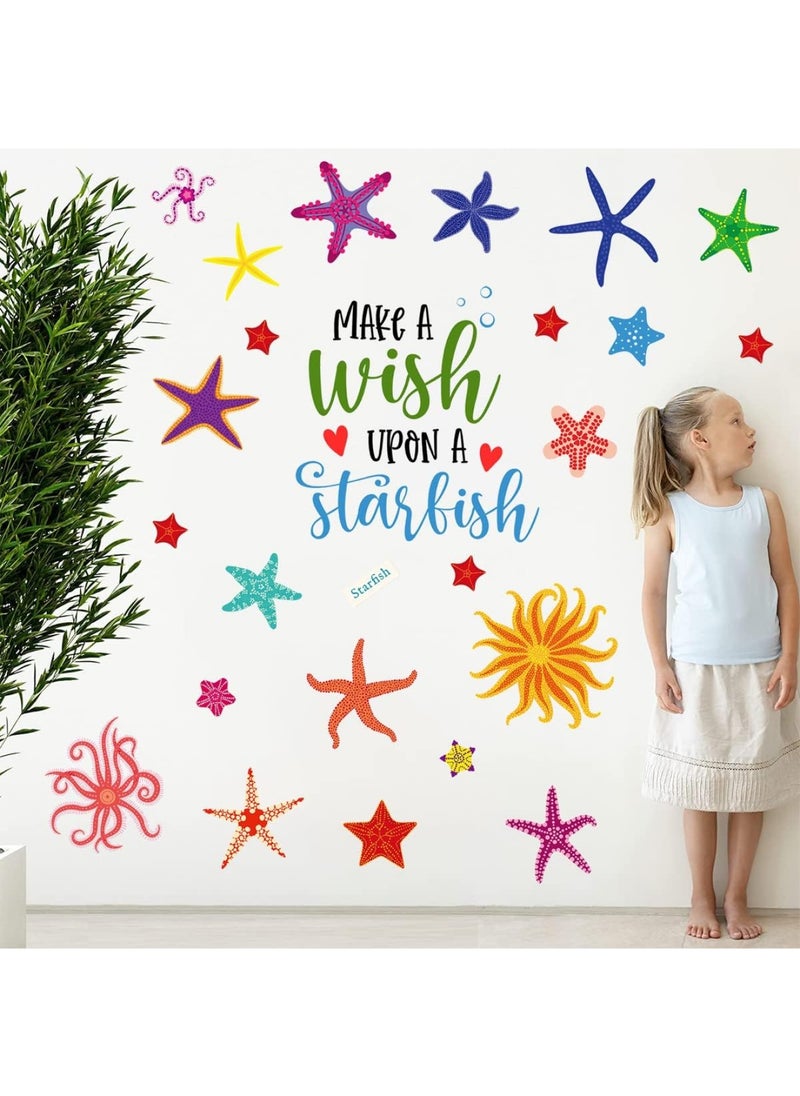 BPA - Colorful Starfish Wall Decals Stickers DIY Set Underwater Animal Sea Stars Quotes Wall Decor Stickers Peel and Stick Kids Room Playroom Bathroom Window Furniture Decoration - Image 1