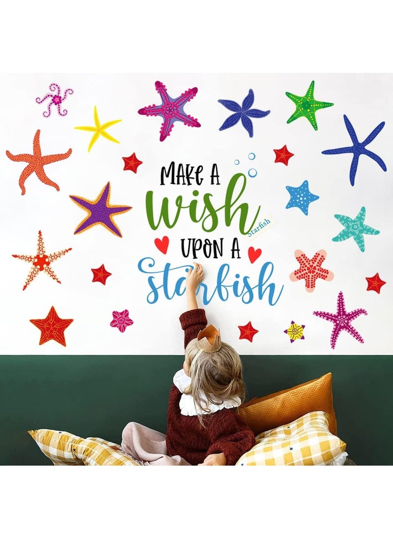 BPA - Colorful Starfish Wall Decals Stickers DIY Set Underwater Animal Sea Stars Quotes Wall Decor Stickers Peel and Stick Kids Room Playroom Bathroom Window Furniture Decoration - Image 1