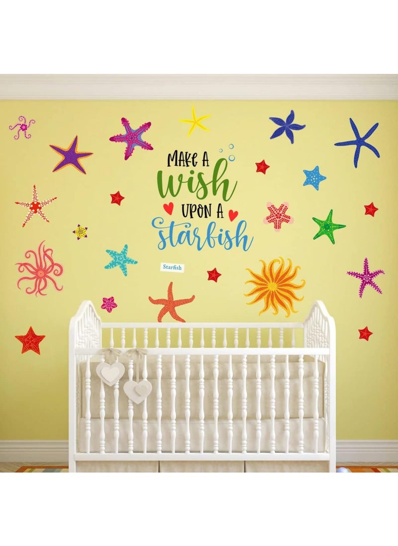 BPA - Colorful Starfish Wall Decals Stickers DIY Set Underwater Animal Sea Stars Quotes Wall Decor Stickers Peel and Stick Kids Room Playroom Bathroom Window Furniture Decoration - Image 1